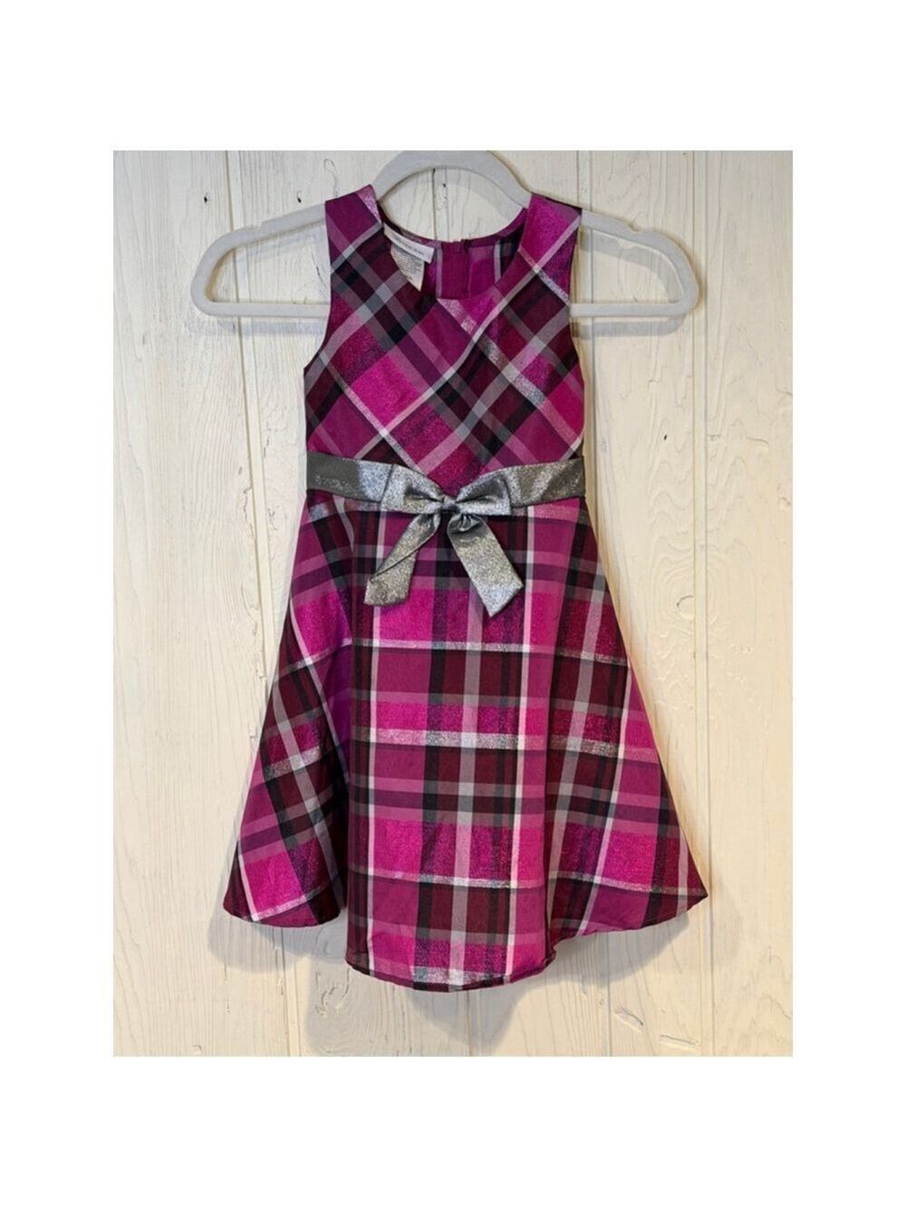 Bonnie Jean Girls Formal Dress Pink Plaid Size 6